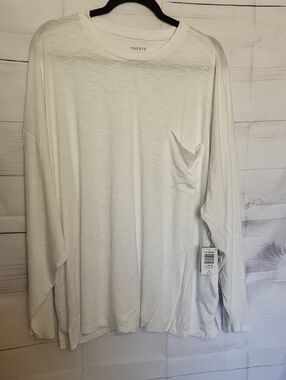 torrid White Long Sleeve Pocket Tee - Relaxed Women's Top